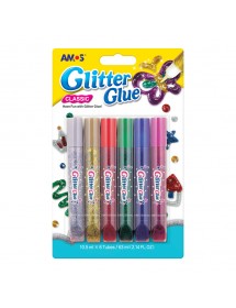 AM GCL10B6: Amos Glitter Glue 6 Colours - Classic